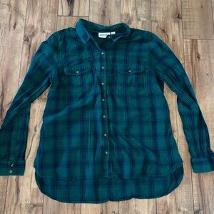 green and blue flannel